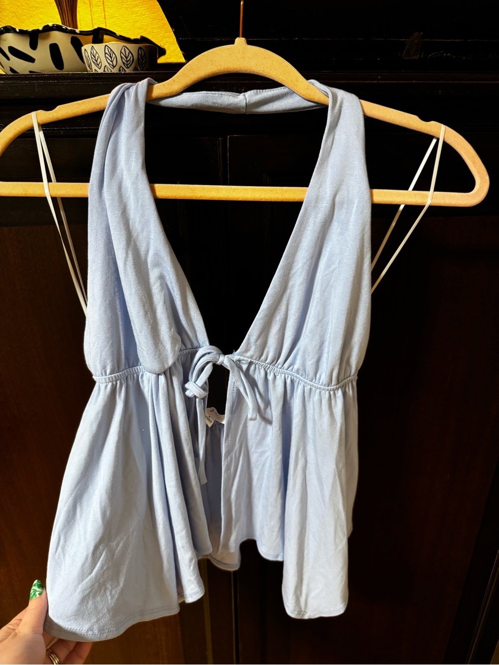 gaze Powder Blue Tie-Front Halter Tank